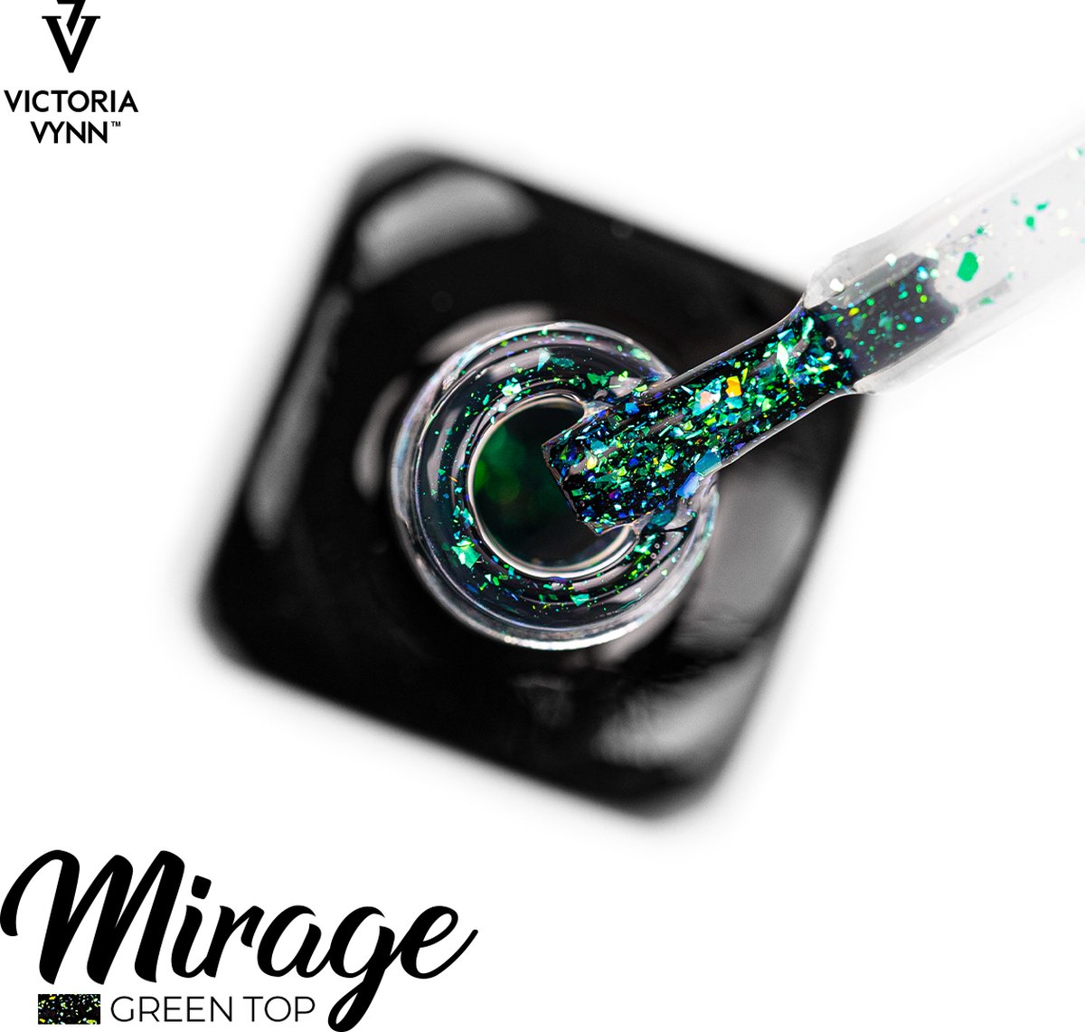 Goedkoopste Victoria Vynn – Top Coat Green Mirage No Wipe 8ml - groene glitter topcoat - flakes - gellak - gelpolish - gel - lak - polish - gelnagels - acrylnagels - polygel - nagels - manicure - nagelverzorging - nagelstyliste - uv led - nagelstylist