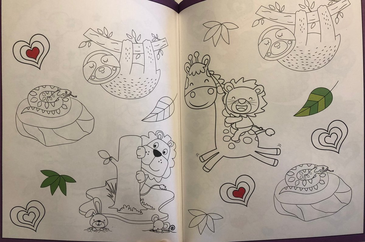 Jungle kleurboek voor kinderen, met wilde dieren in de natuur (creatief
