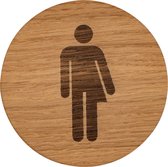 Wc bordje – Genderneutraal – Rond – Hout – 10 x 10 cm – Toilet bordje – Deurbord – Zelfklevend