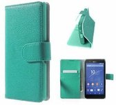 Sony Xperia E4 Hoesje Met Pasjeshouder Bookcase Turquoise