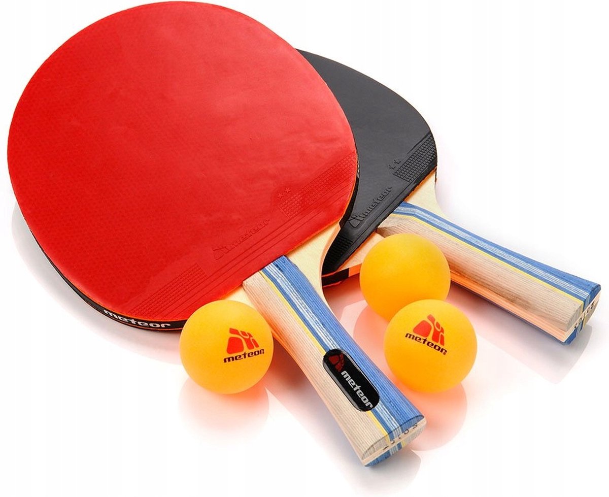 Tafeltennis Pingpong Batjes Set Pingpongballen Pingpongtafel - Tafeltennisset - Gekleurd - Inclusief 3 ballen