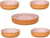 La Dehesa - 5x Tapas/creme brulee schaaltjes - terra/roze - 4x 16 cm/1x 23 cm