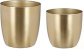 Mica - Plantenpot/bloempot set - 4x stuks - metaal - goud - D13/D16 cm