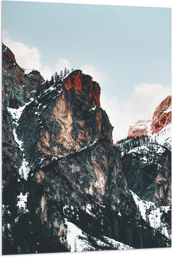 WallClassics - Drapeau - Sommets de montagne avec neige - 80x120 cm Photo sur drapeau en polyester