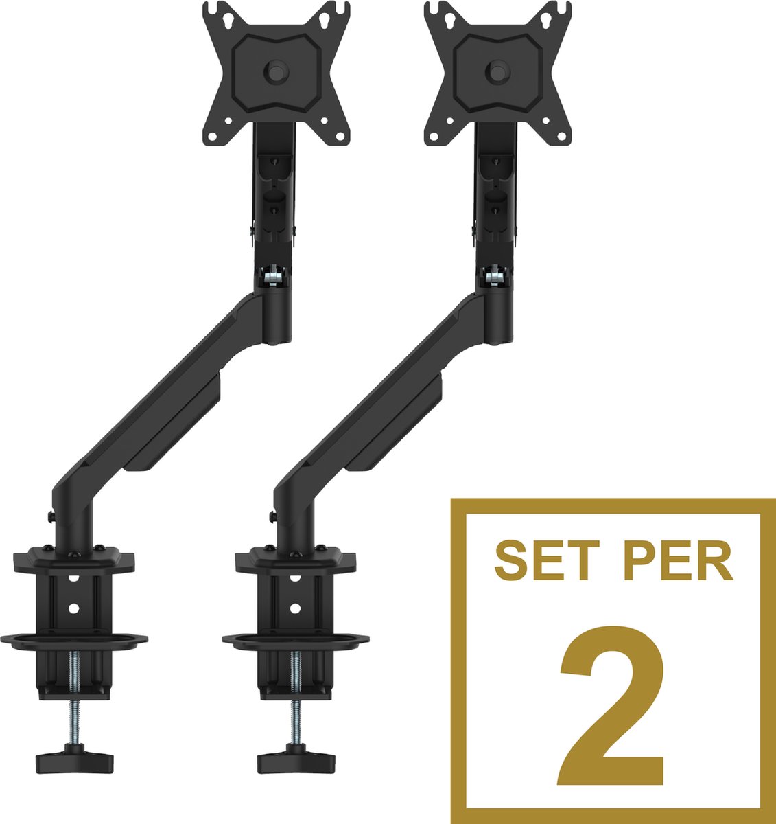 Alora Monitorarm 13-32 Inch zwart - draaibaar - kantelbaar - zwenkbaar - staal - voor 2 monitoren - Set van 2