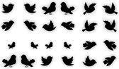 Vogel sticker 23 twitterende vogelraamstickers. Zwart.