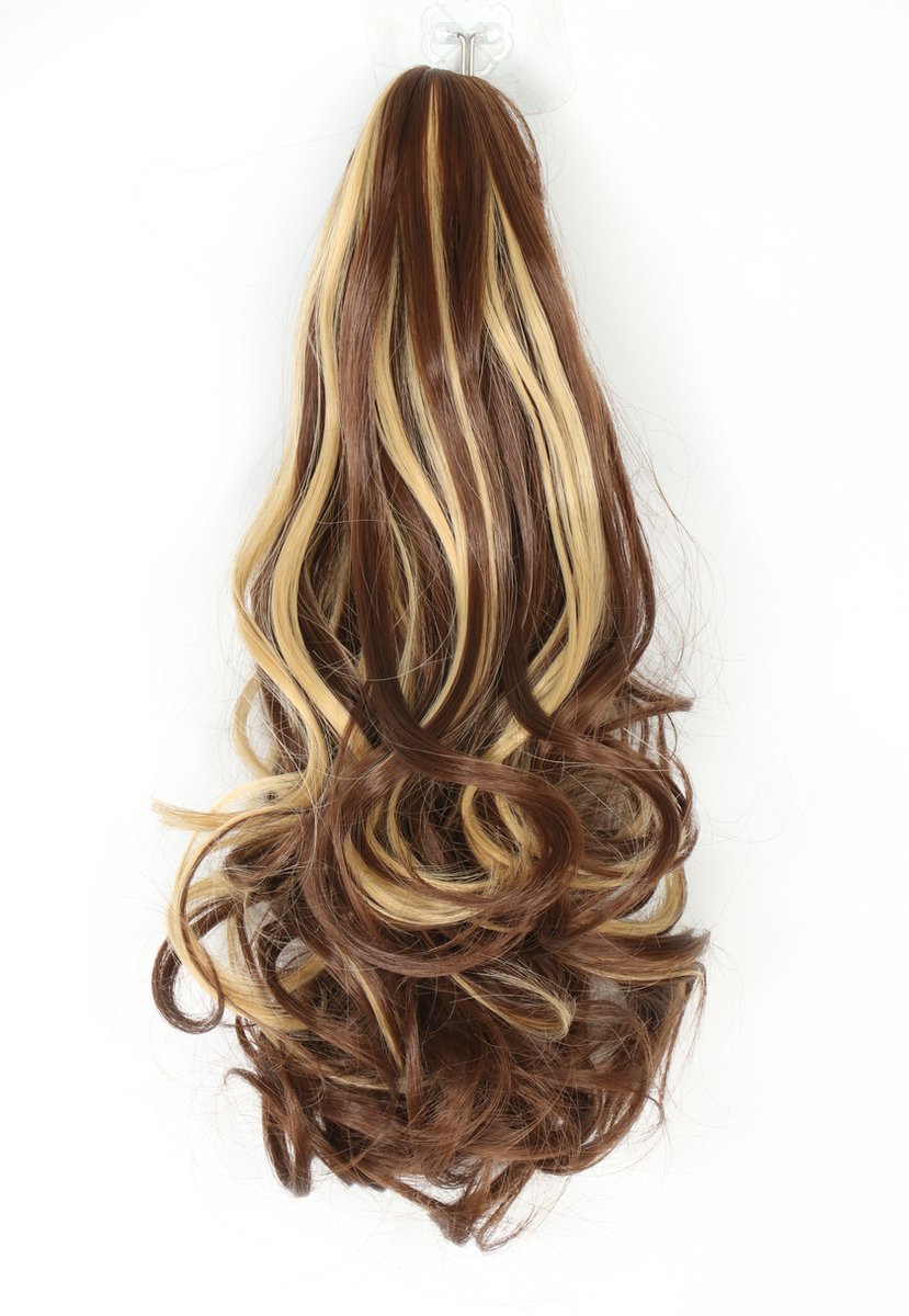 Brazilian Ponytail Blond met Donkerbruin - #8H22 - 40cm - Paardenstaart - Haarverlenging - Extensions - Wavy - 8H22# - Haarstuk - 16'' - 16 inch - Blond gemixt Donkerbruin - Bruin
