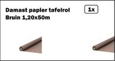 Damast papier tafelkleed bruin 1,20x50m - op rol - Tafel dekken rol gala huwelijk thema feest festival restaurant food