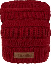 Shakaloha Gebreide Wollen Muts Heren & Dames Beanie Hat van schapenwol Halve Fleece Voering - Briak Beanie Maroon Unisex - One Size Wintermuts