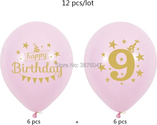 12 stuks Roze 9 jaar Ballonnen - verjaardag - Roze Ballonen - Feestje - 9 jaar - Jarig - Roze Ballonnen - Kinderfeestje 9 jaar - Roze 9 jaar ballonnen - 9 jaar ballonnen - Tiener - Verjaardag - Verjaardag 9 jaar oud
