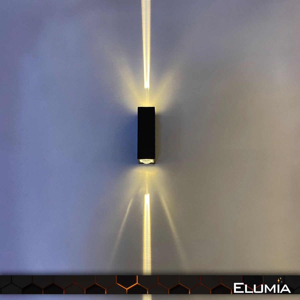 Elumia® LUCCA LED Wandlamp rechthoekig voor Binnen en Buiten - Warm Wit (2700K – 3000K) - 12 x 6 x 4 cm – Aluminium Coating Zwart - Industrieel - Scandinavisch Design - Hotel Chique - Eenvoudig te Monteren