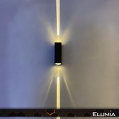 Applique Elumia® LUCCA LED rectangulaire pour Intérieur et Extérieur - Wit Chaud (2700K – 3000K) - 12 x 6 x 4 cm - Revêtement Aluminium Zwart - Industriel - Design Scandinave - Hotel Chique - Facile à Assembler