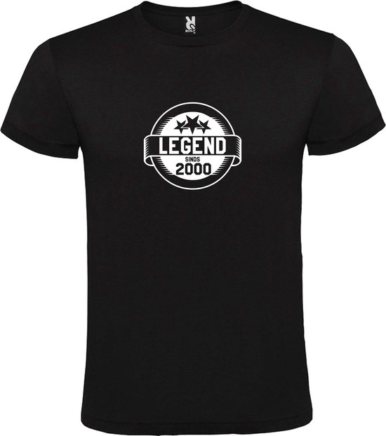 Zwart T-Shirt met “Legend sinds 2000 “ Afbeelding Wit Size XXXL