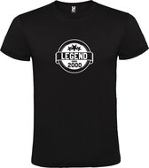 Zwart T-Shirt met “Legend sinds 2000 “ Afbeelding Wit Size XS