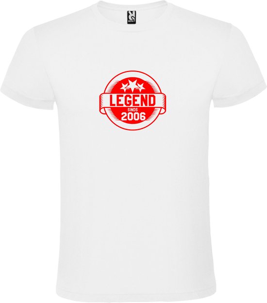 Wit T-Shirt met “Legend sinds 2006 “ Afbeelding Rood Size L