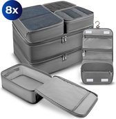 Travelingg Cubes d'emballage Set 8 pièces - Rangement pour sièges-auto de bagages - Cubes de compression - Sac à dos