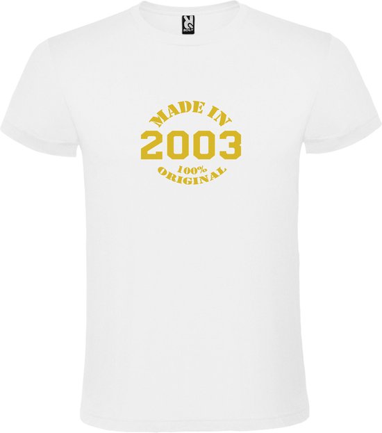 T-Shirt Wit avec Image « Made in 2003 / 100% Original » Or Taille L