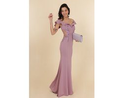 EXCLUSIEVE PRACHTIGE PASTELKLEURIGE LILA DROMERIGE GALAJURK / FEESTJURK (L/XL)MAATJE 40