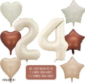 24 Jaar Cijfer Ballon - Snoes - Satijn Creme Nude Ballonnnen - Heliumballon - Folieballonnen