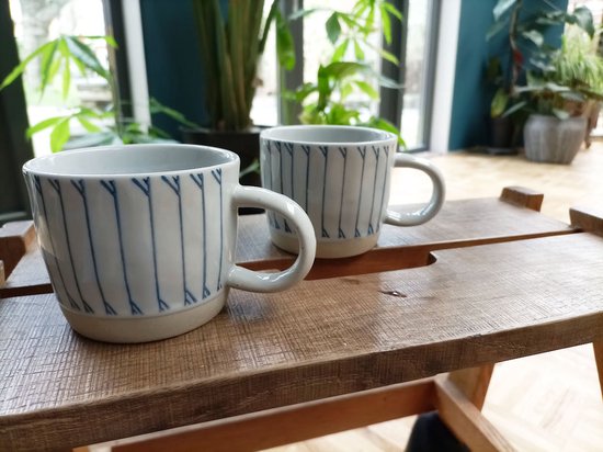 Mugs Floz Design avec grande anse - pour café ou thé - faïence artisanale - lot de 2 - commerce équitable