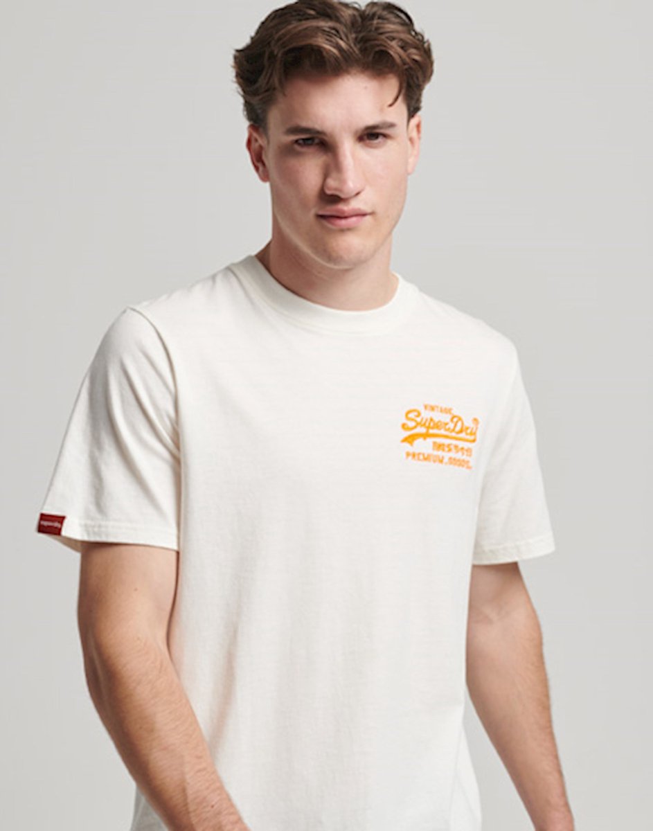 Superdry Vintage Vl Neon Tee Heren T-shirt Wit