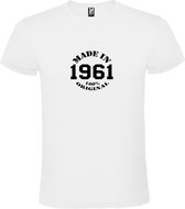 Wit T-Shirt met “Made in 1961 / 100% Original “ Afbeelding Zwart Size XXXL