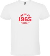 T-Shirt Wit avec Image « Made in 1965 / 100% Original » Rouge Taille M
