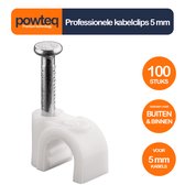 Powteq kabelclips - 5mm - 100 stuks - Voor Binnen & buiten - Wit - Kabelklem/kabelhouder
