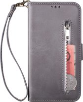 Portemonnee grijs wallet book-case rits hoesje Telefoonhoesje geschikt voor Samsung Galaxy A54 5G