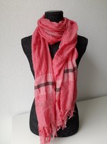 Sjaal - dames - rood - wit - zwart - 75 x 190 cm - geruit - sjaaltje - omslagdoek