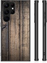 Leuk TPU Back Cover Geschikt voor Samsung Galaxy S23 Ultra Telefoon Hoesje met Zwarte rand Steigerhout