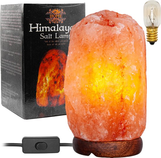 Lampe à sel sel de l'Himalaya - lampe à sel de luxe - lampe de nuit 100% naturel 2-3 kg, y compris cordon avec interrupteur et lumière 15w