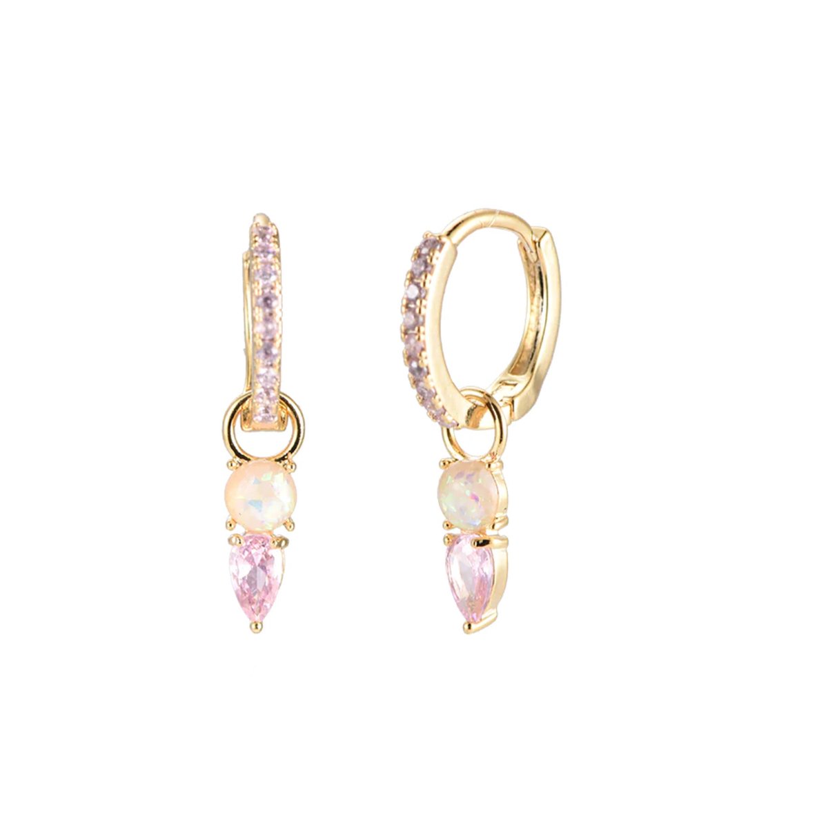 Pink pearl oorbellen - fanciy.nl - 18K - gold plated - nikkel vrij - waterproof - goud - gold - pink - roze - zirkonia - zirkoon - steentjes - earrings - ear party - earparty - parels - parel - pearl - pearls