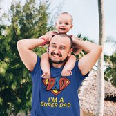 Shirt - DAD I’m a super dad - Wurban Wear | Grappig shirt | Vaderdag | Unisex tshirt | Papa verjaardag | Voetbal | Wit & Blauw