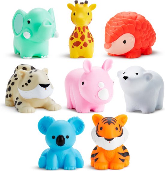 Munchkin Badspeelgoed Voor Baby's - Baddiertjes - Wilde Zeediertjes die Spuiten! - Badspuiters - Per 8 Stuks - Vanaf 9 Maanden