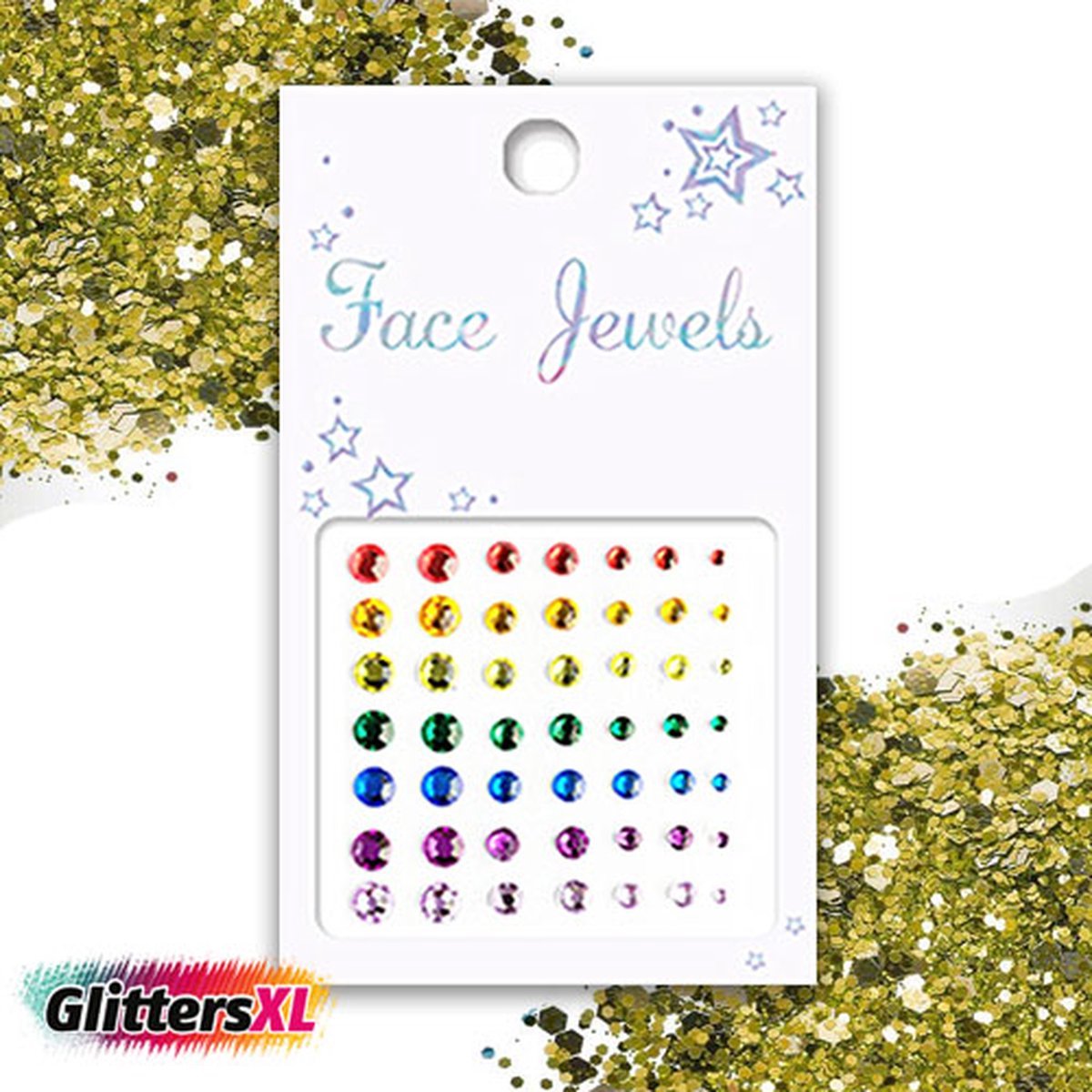 GlittersXL Gezicht Plak Steentjes (Rainbow/Regenboog) [Face Body Strass Jewels