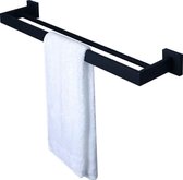 RVS staal - Handdoekrek dubbel - Handdoek houder - handdoek rek Badkamer - Zwart