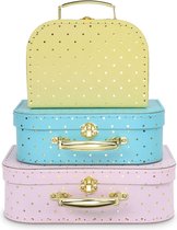 Jewelkeeper® - Set van 3 Kartonnen Doosjes - Nestelende Opbergdozen - Voor diverse gelegenheden - Goudfolie Polka Dot Design