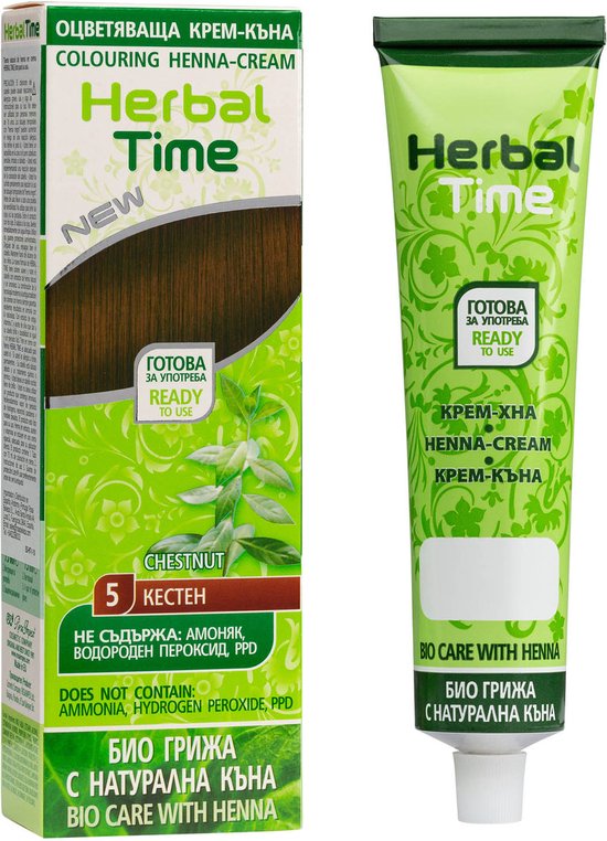 Herbal Time Chestnut #5 - Natuurlijke Henna Haarverf Zonder Ammoniak, PPD, (Waterstof)peroxide