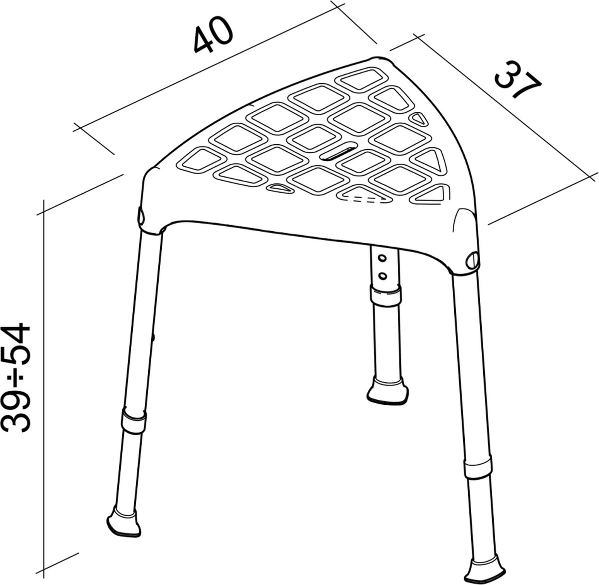 Douchekruk driehoek verstelbare hoogte