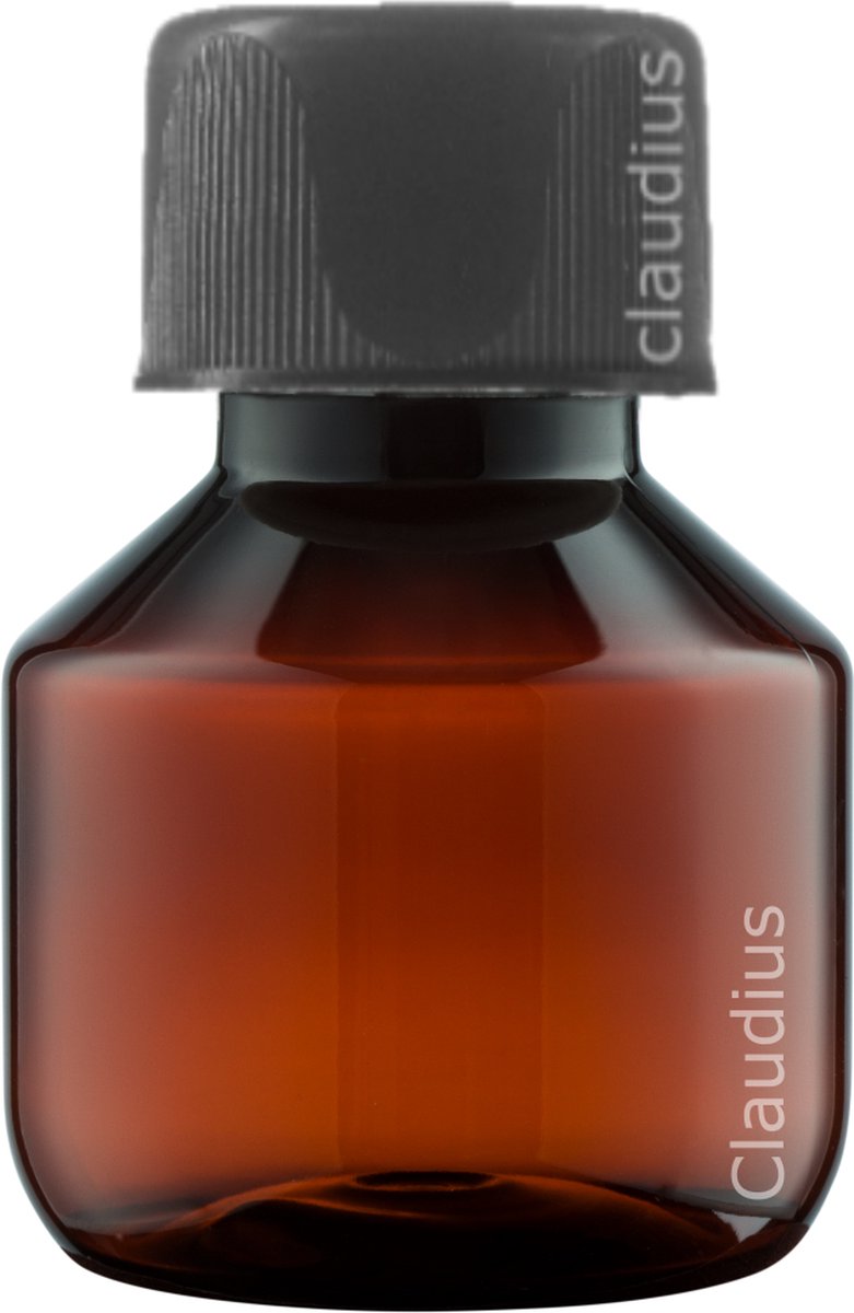 Lege Plastic Fles 50 ml PET Amber bruin - met zwarte ribbeldop - set van 10 stuks - Navulbaar - Leeg