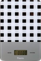 Fisura Digitale Retro Keukenweegschaal - Gingham Zwart - 15x2x22cm met grote korting