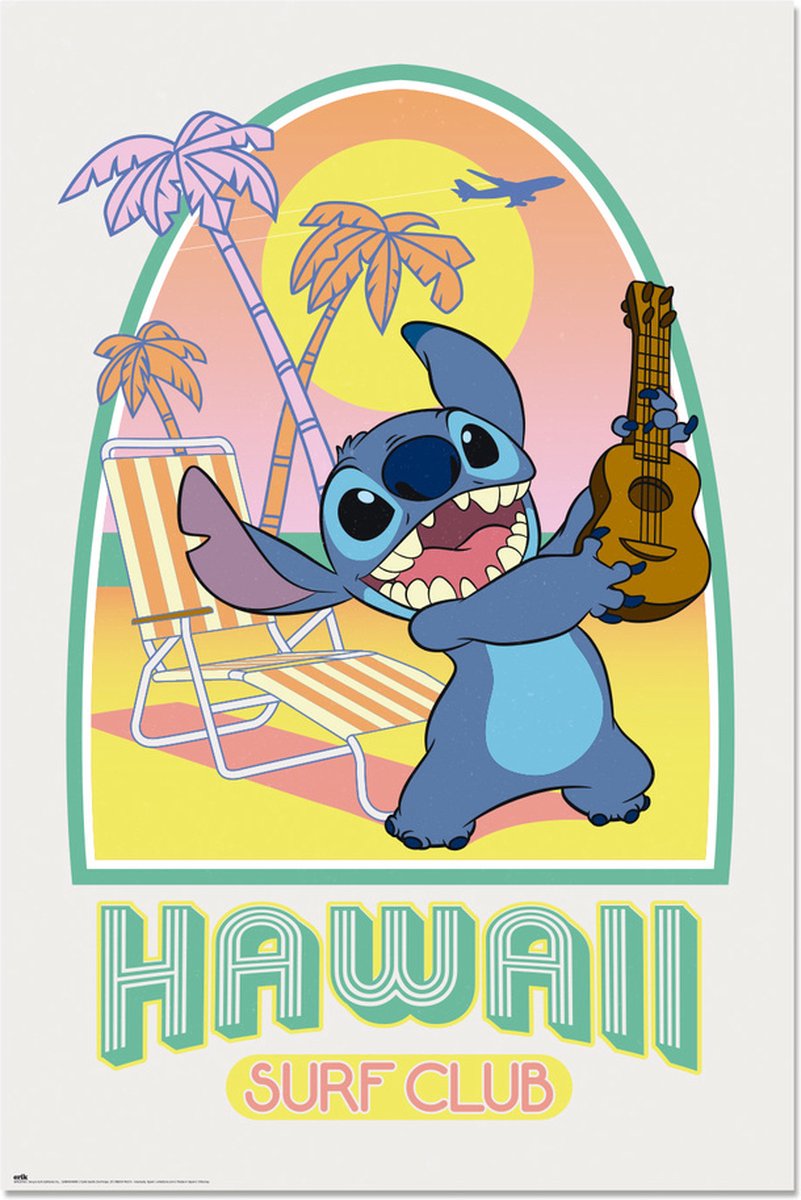Posterpoint Stitch poster - Lilo - Disney - Hawaii - Surfen - 61 x 91.5 cm Multi