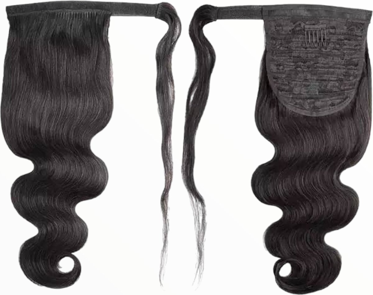 Real Human Hair Wrap On Ponytail 24 Inch Bodywave Raw Hair 100% Real