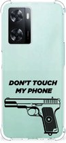 Cover Case OPPO A57 | A57s | A77 4G Telefoonhoesje met doorzichtige rand Pistol Don't Touch My Phone