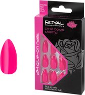 Royal 24 Stiletto Glue-On Nails - Pink Coral