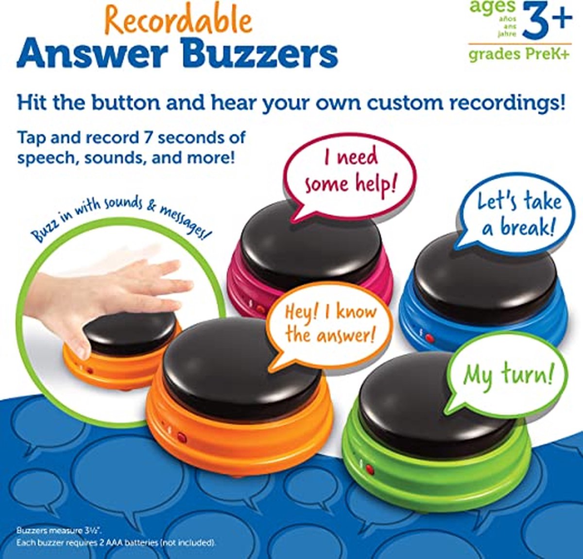 Pack de 4 boutons sonores, enregistrables - bouton de conversation avec  fonction