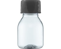 Lege Plastic Fles 60 ml PET clear shot - met zwarte ribbeldop - set van 10 stuks - navulbaar - leeg