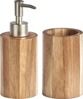 Zeller badkamer accessoires set 2-delig - acacia hout - luxe kwaliteit
