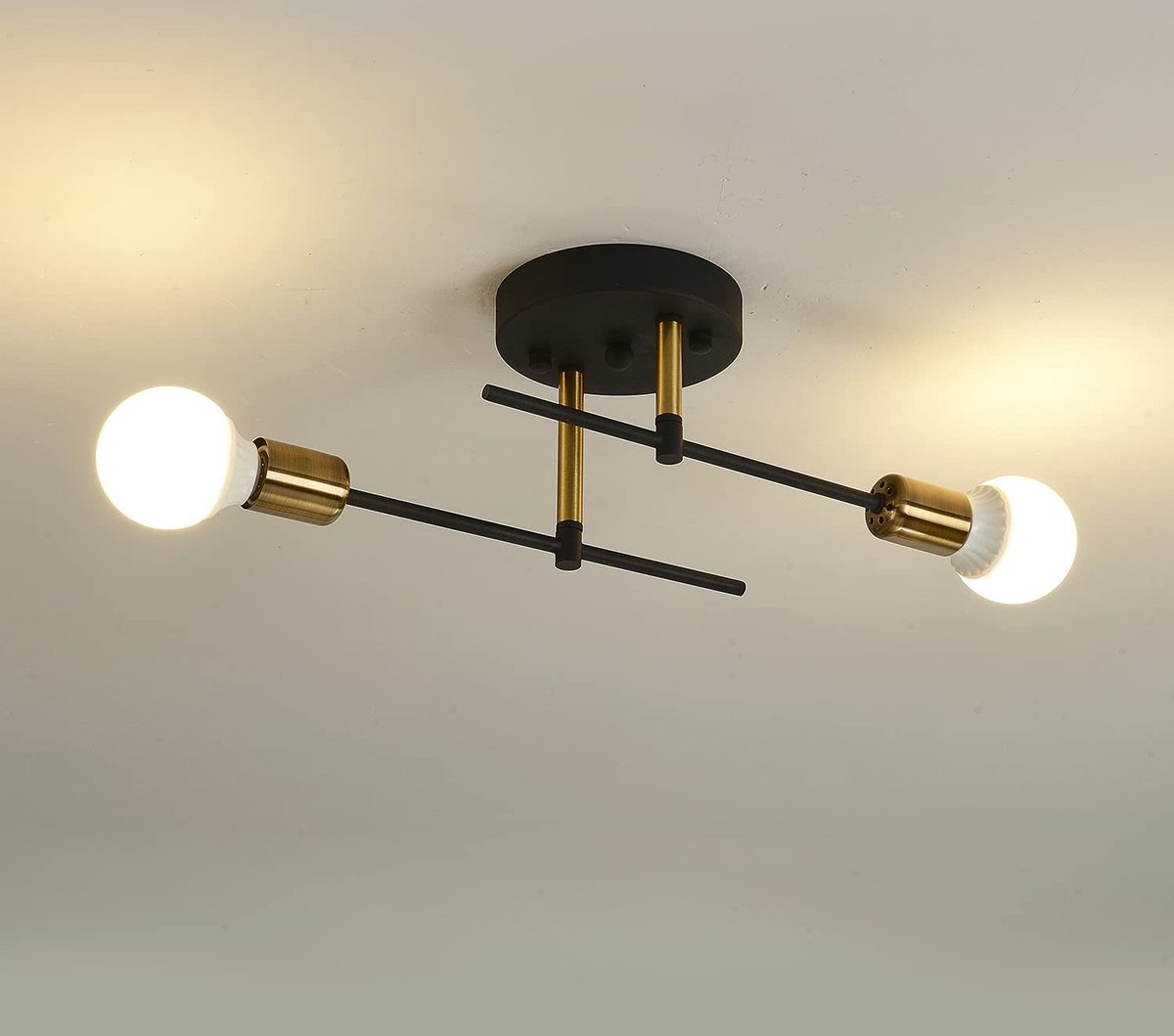 KALON Plafondlamp inbouw 2 lichtarmatuur mat zwart met E26 voet moderne kroonluchter voor boerenkeuken eetkamer slaapkamer studeerkamer woonkamer